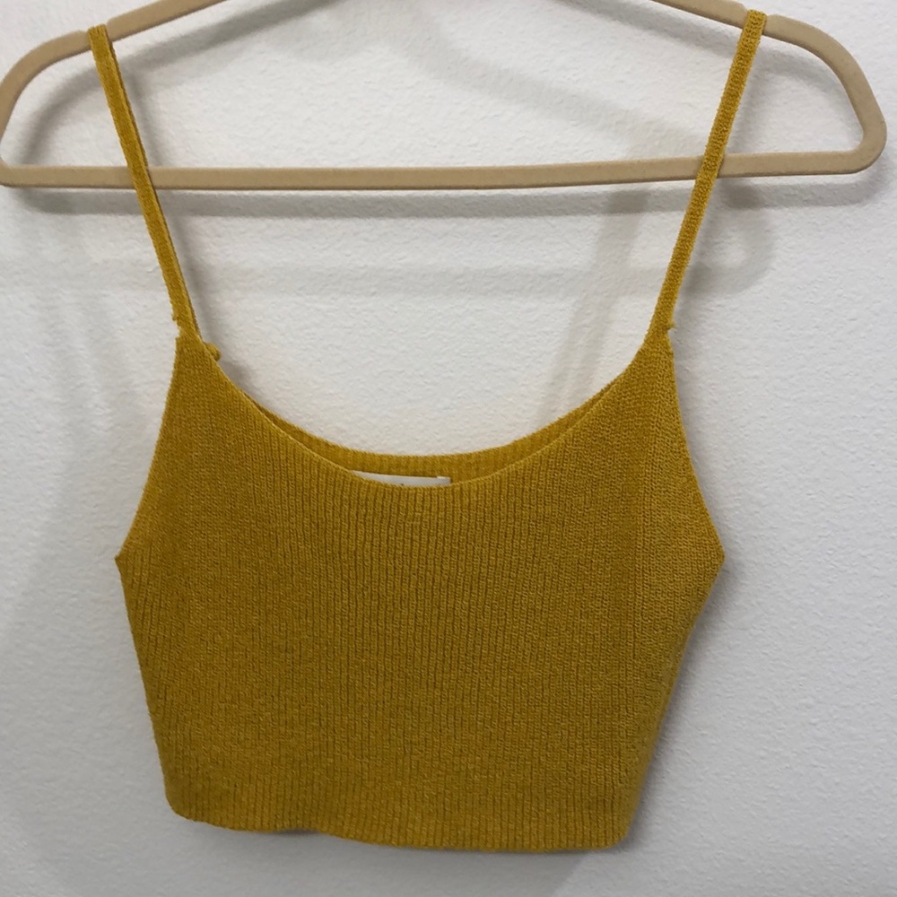 Wilfred Mustard Crochet Cropped Tank Top